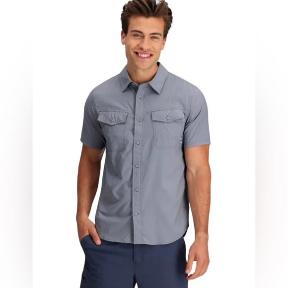 Tadashi Shoji Other - OUTDOOR RESEARCH Slate Lightweight Short Sleeve Button Front Shirt Men’s Large